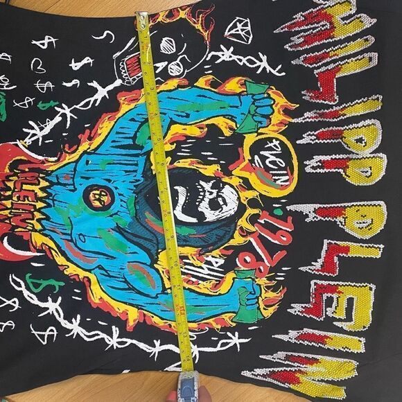 PHILLIP PLEIN ROUND NECK SS RHINESTONE GRAFFITI T-SHIRT - Picture 10 of 11